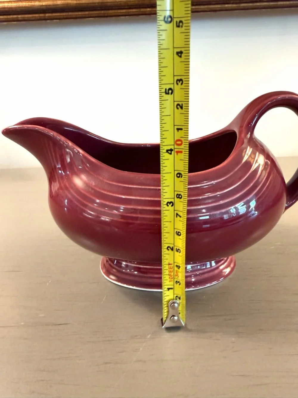 Homer Laughlin Fiesta Ware Gravy Boat Cinnabar Red Retired Color Sauce Server